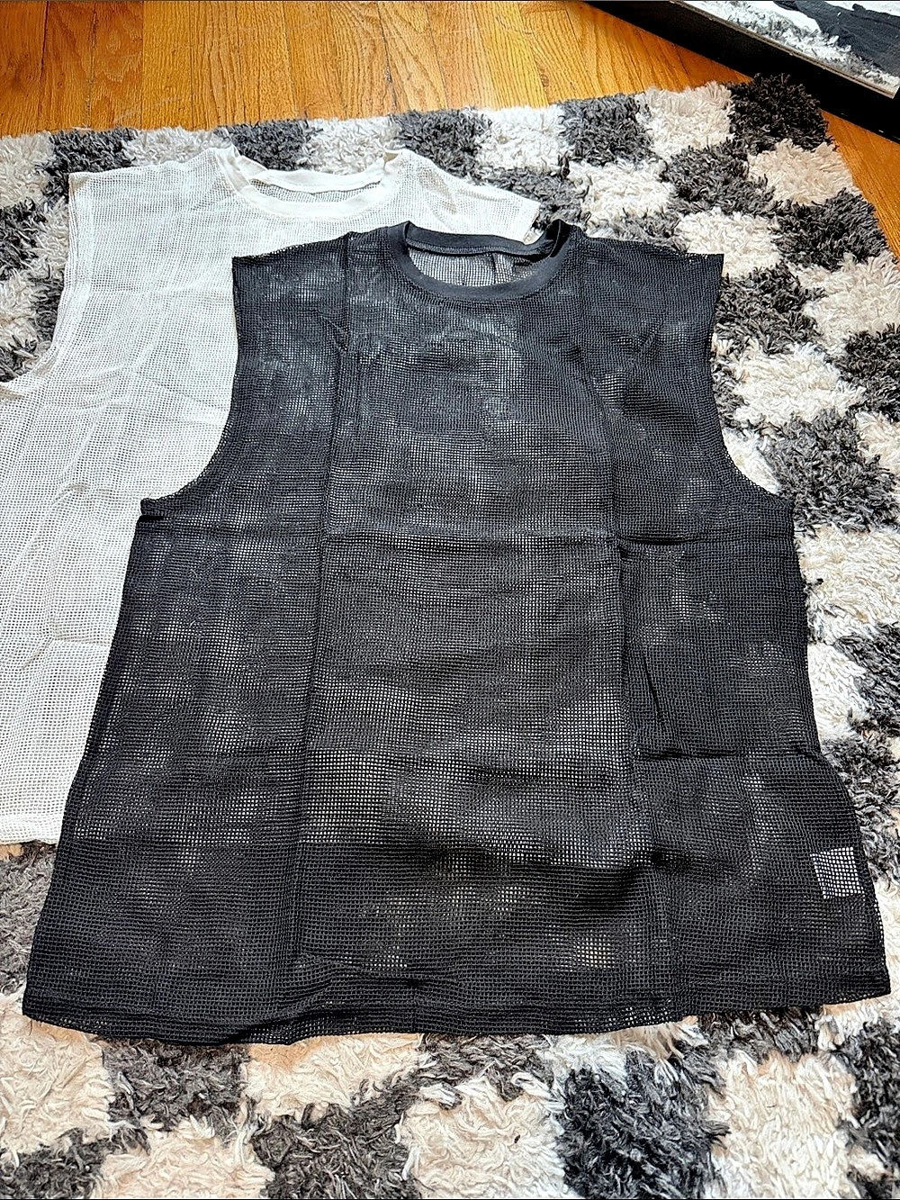 Men’s Mesh Muscle Tees Black & White Size Medium